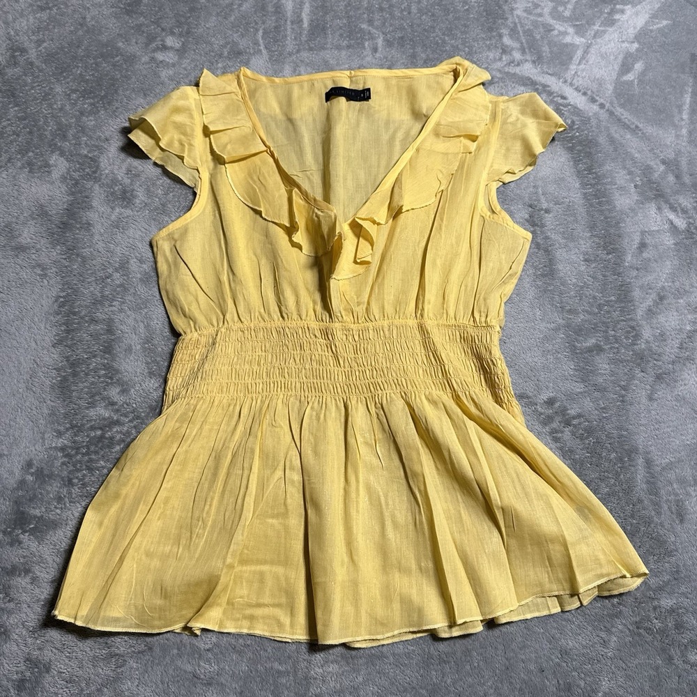 VTG Y2K The Limited Smocked Waist Sleeveless Blouse Size Small in Yellow Cottage
